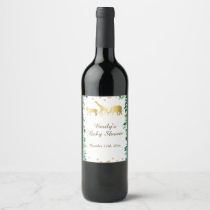 Wine or Sparkling Wine bottle label jungle animals
