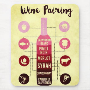 Wine Pairing Guide Food and Wine Fun Mouse Pad