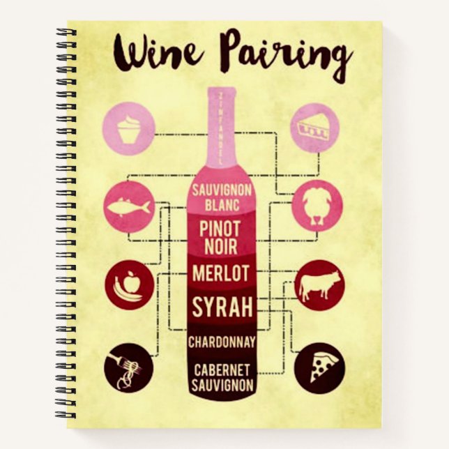 Wine Pairing Guide Food and Wine Fun Notebook (Front)