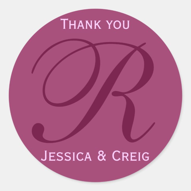 Wine Palette Monogram Thank You Sticker (Front)
