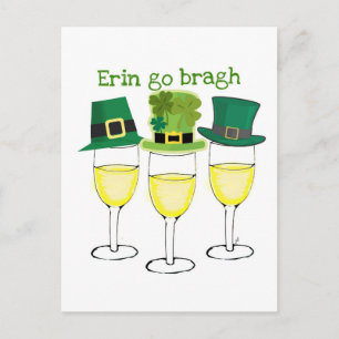 WINE PARTY ERIN GO BRAGH SAINT PATRICKS DAY INVITATION POSTCARD