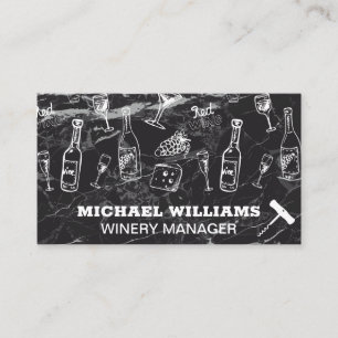 Wine Pattern Corkscrew Marble Business Card