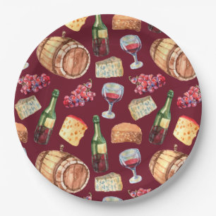 Wine Pattern Paper Plate