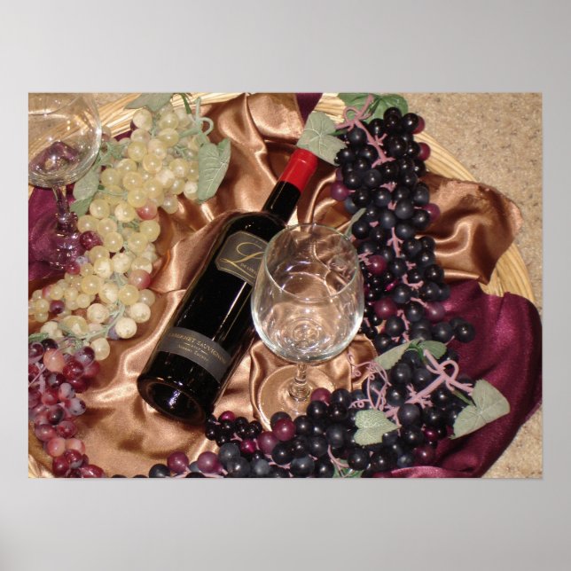 Wine Photo With Grapes Poster (Front)