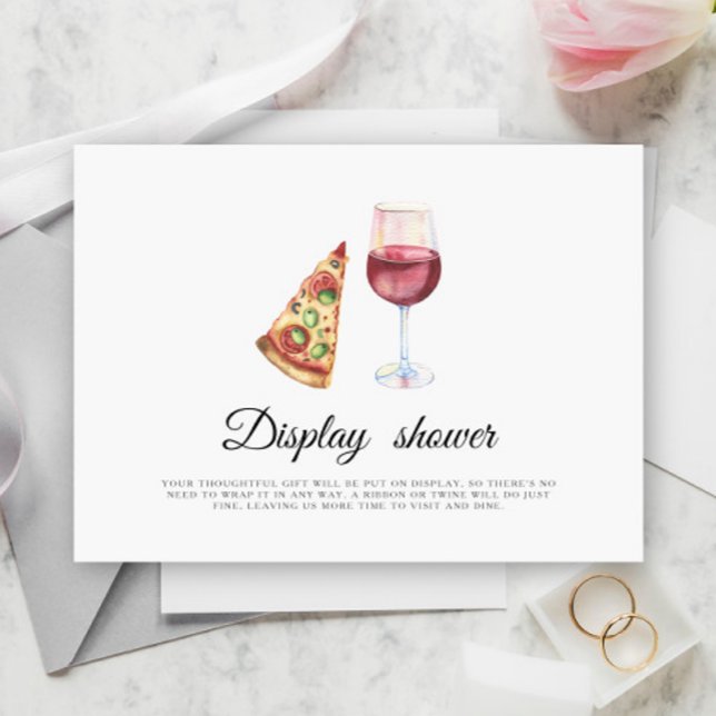 Wine & Pizza Bridal shower Display shower Enclosure Card (Creator Uploaded)