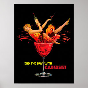 Wine Poster. End The Day With Cabernet. logo Poster