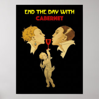 Wine Poster. End The Day With Chardonnay. logo Poster