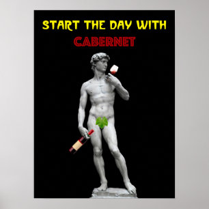 Wine Poster. Start The Day With Cabernet.logo Poster