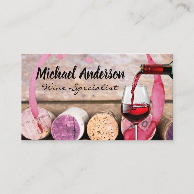 Wine Pour | Corks | Winery Business Card (Front)