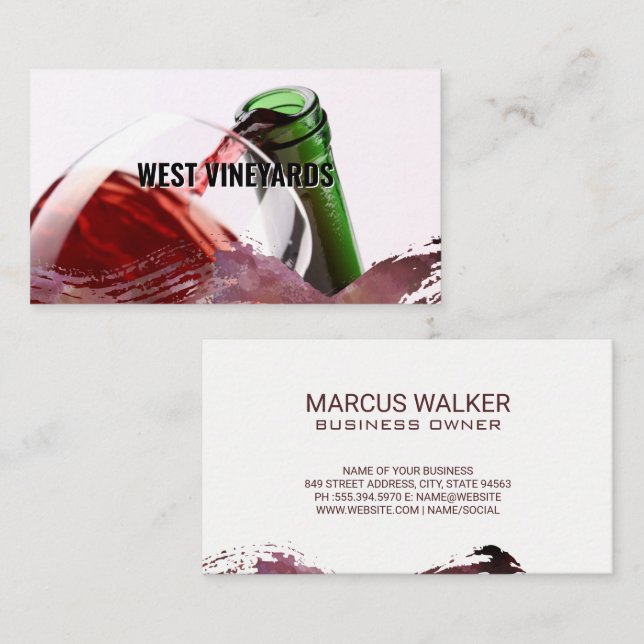 Wine Pour into Glass | Artistic Business Card (Front/Back)