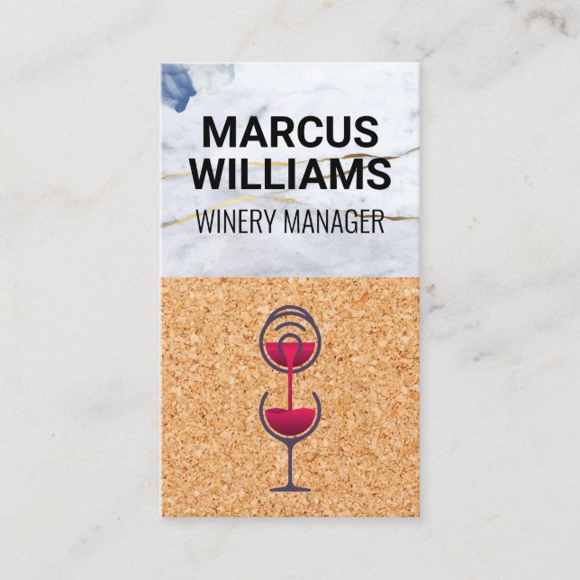 Wine Pour | Marble Cork Background Business Card (Front)