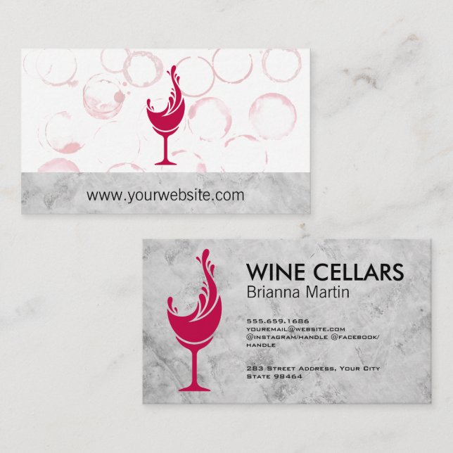 Wine Pour Splash Logo | Glass Stains Appointment Card (Front/Back)