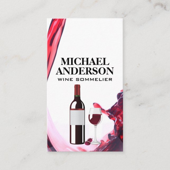 Wine Pour | Wine Bottle and Glass Business Card (Front)