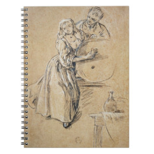 Wine-pourer with a Young Man (chalk) card Notebook