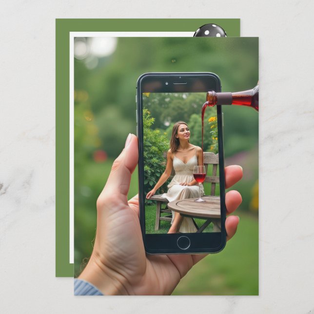 Wine Pouring 35th Birthday Party Invitation (Front/Back)