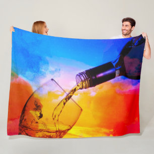Wine Pouring Fleece Blanket