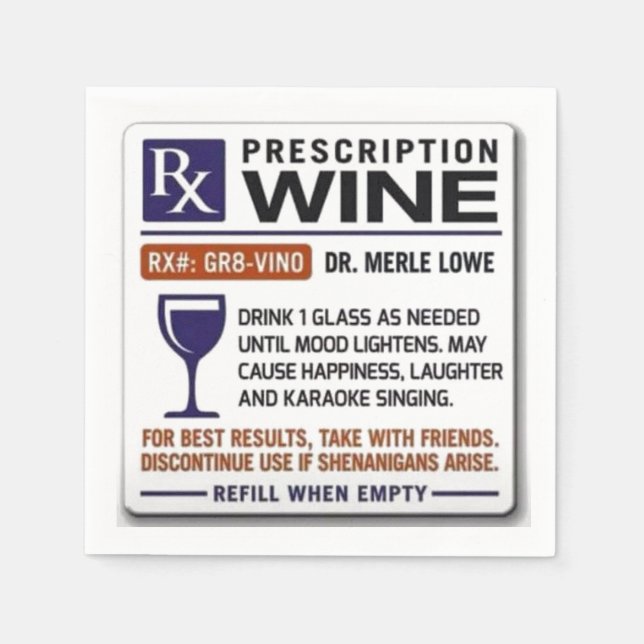 Wine Prescription Napkins (Front)