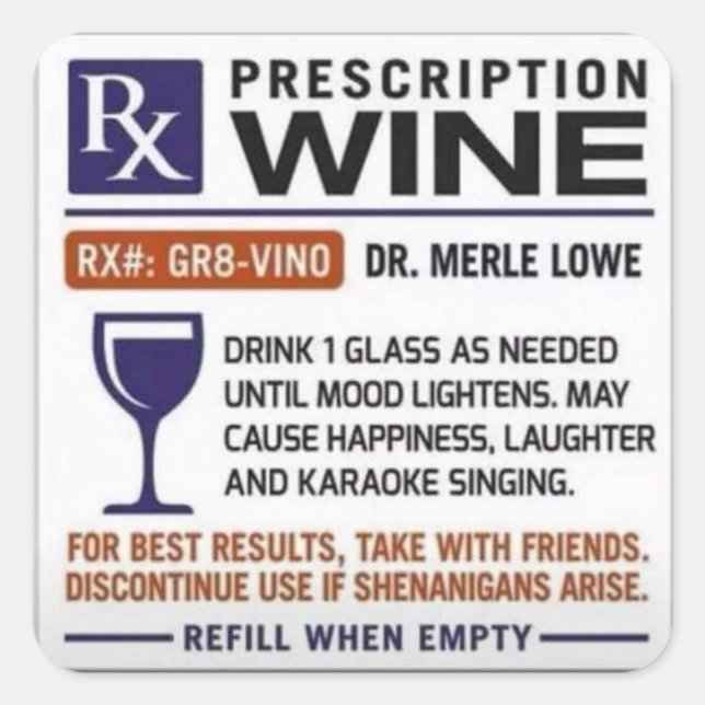 Wine Prescription Sticker (Front)