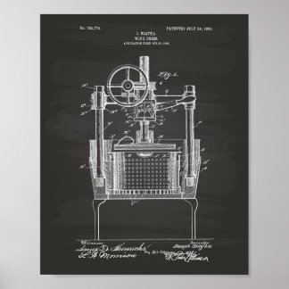 Wine Press 1903 Patent Art Chalkboard Poster