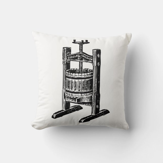 Wine Press Throw Pillow (Front)
