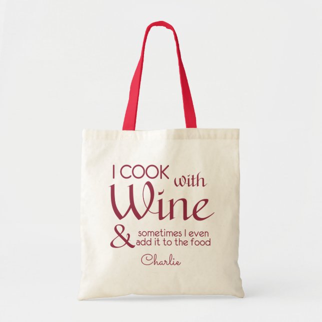 Wine Quote custom name tote bags (Front)