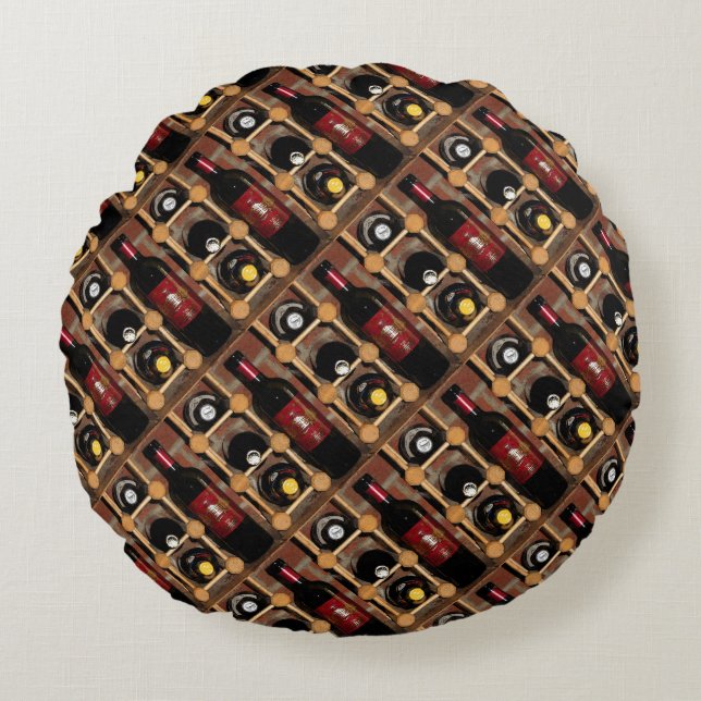 Wine Rack Abstract Round Pillow (Front)