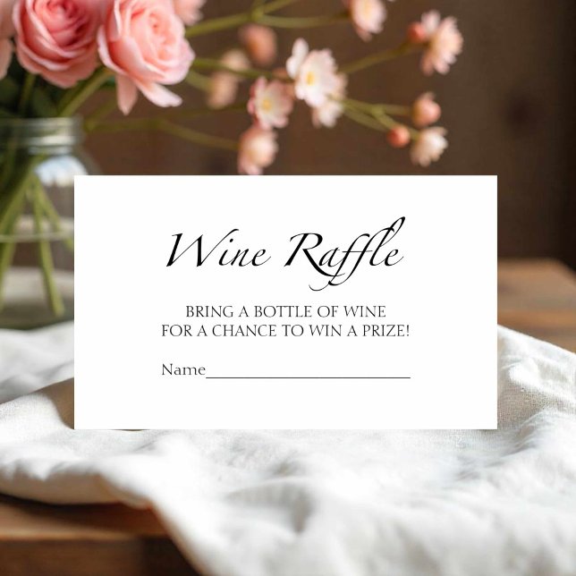 Wine Raffle Game | Black & White Bridal Shower Enclosure Card (Creator Uploaded)
