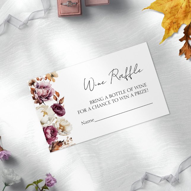 Wine Raffle Game | Burgundy Fall Bridal Shower Enclosure Card (Creator Uploaded)