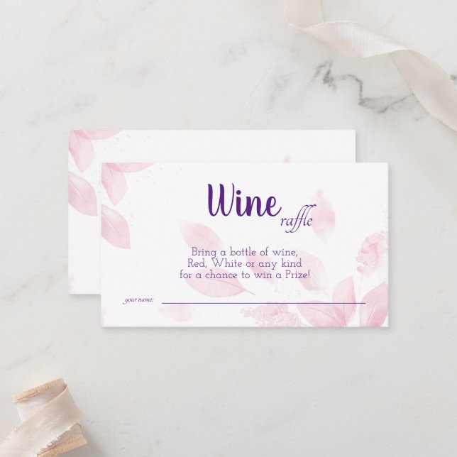 Wine Raffle Wedding Bridal Shower Card (Front/Back In Situ)