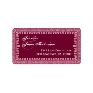 Wine Red Art Deco Border Wedding Label