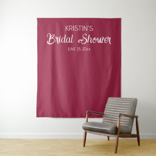 Wine Red Bridal Shower Photo Backdrop Tapestry