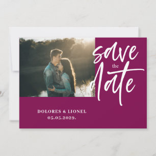 Wine Red Couple Photo Wedding Save the date
