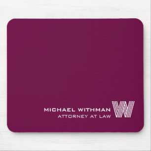 WINE RED Custom Monogram, Name & Profession Mouse Pad