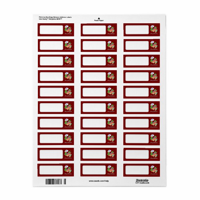 Wine Red Cute Merry Christmas Chili Blank Address (Full Sheet)
