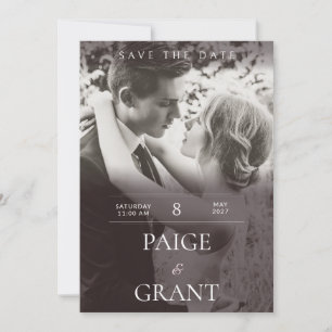 Wine Red Elegant Photo Wedding Save the Date Invitation