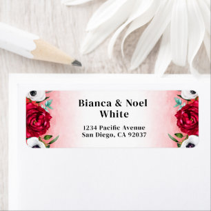 Wine Red Floral Return Address Labels