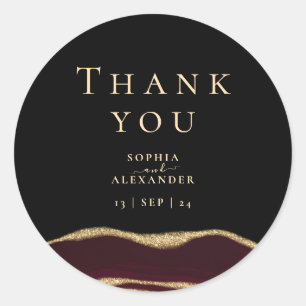 Wine red gemstone  classic round sticker