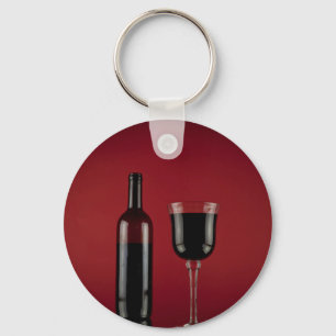 Wine red glass bottle keychain