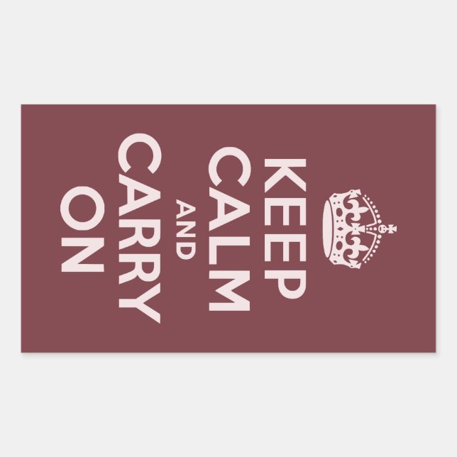 Wine Red Keep Calm and Carry On Sticker (Front)
