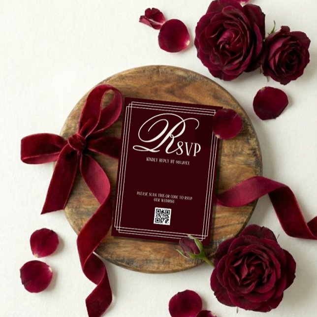 Wine Red Luxury Wedding RSVP Card (Creator Uploaded)