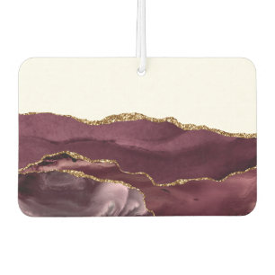 Wine Red Marble Agate Golden Glitter Stylish Glam Air Freshener