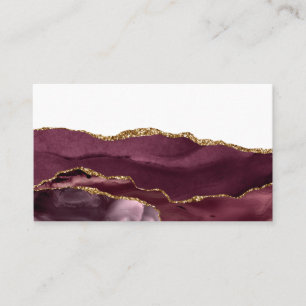 Wine Red Marble Agate Golden Glitter Stylish Glam Business Card