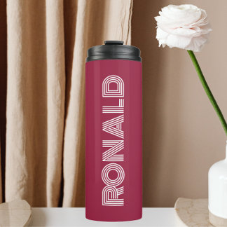 Wine Red Modern Typography Personalized Thermal Tumbler