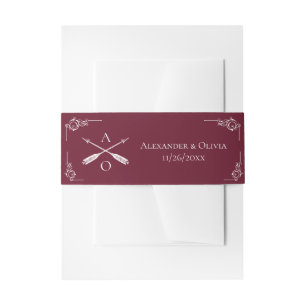 Wine Red Monogram and Arrows Invitation Belly Band