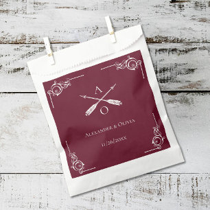 Wine Red Monogram and Arrows Wedding Favour Bag