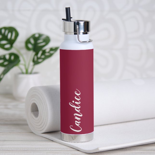Wine Red Personalized Wedding Bridesmaid Water Bottle (Yoga)
