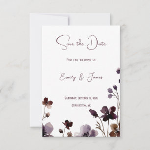 Wine Red Plum Mauve Fall Floral Wedding Save The Date