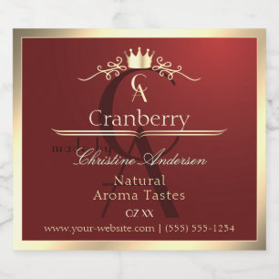 Wine Red Product Label with Gold Frame Monogram