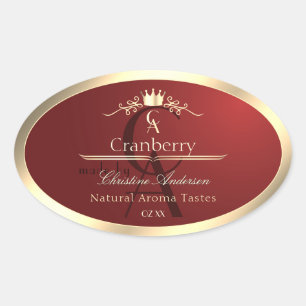 Wine Red Product Label with Gold Frame Monogram