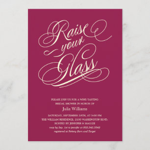Wine Red "Raise Your Glass" Shower Invitations